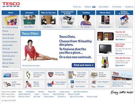 Tesco, a UK ecommerce site where customers can buy their groceries