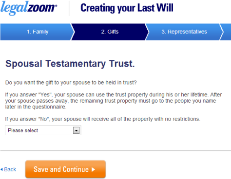 LegalZoom’s explanation of a complex question right on the page