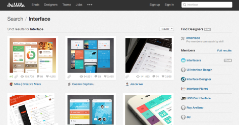 Search results for Interface on Dribbble, Spring 2014