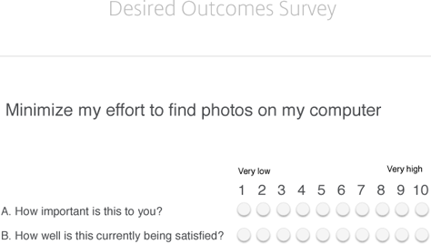 Survey of desired outcomes
