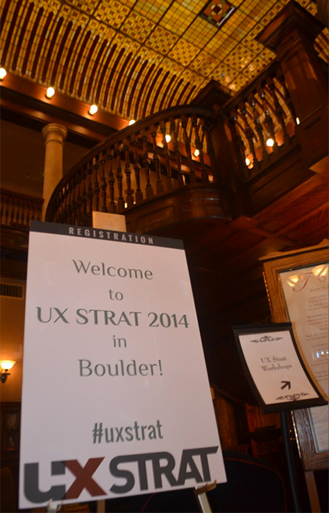 Canopy ceiling, cherrywood staircase, and Welcome to UX STRAT 2014