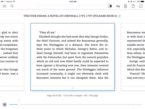Kindle controls with book page zoomed out
