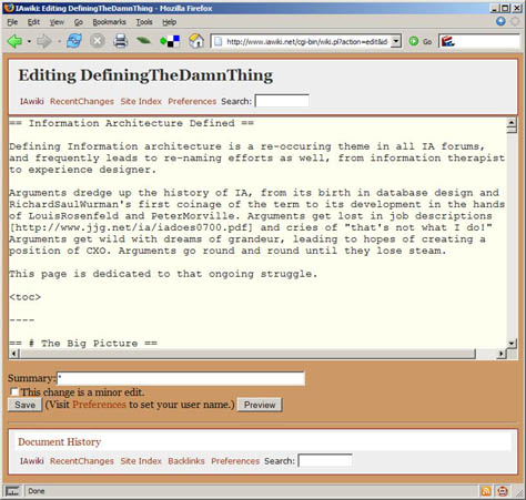 Editing a page on IAWiki.net