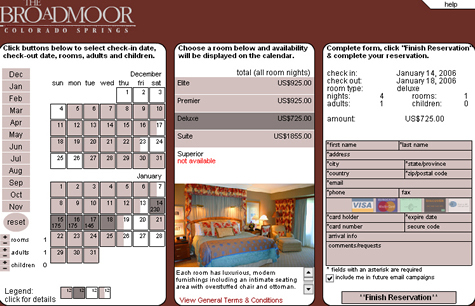 Reservation system for Broadmoor Hotel