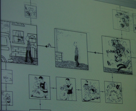 A close-up of McCloud's comics