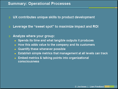 Operational processes for UX