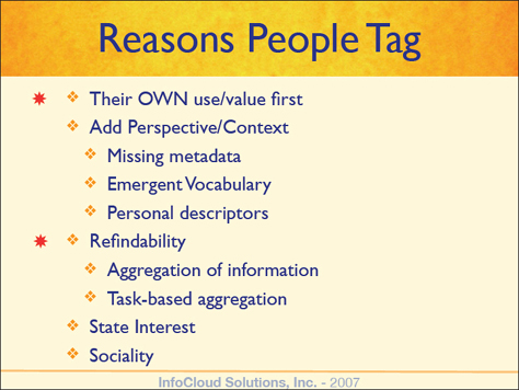 Reasons for tagging