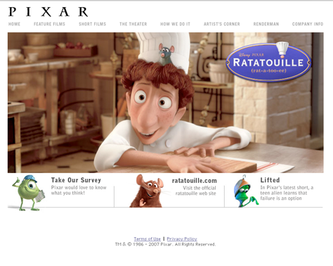 Pixar Web site
