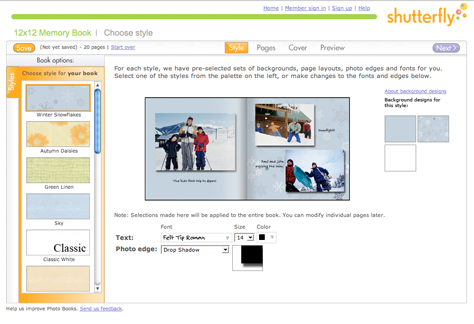 Shutterfly custom photo album application