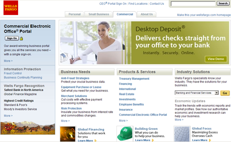 Wells Fargo corporate banking page