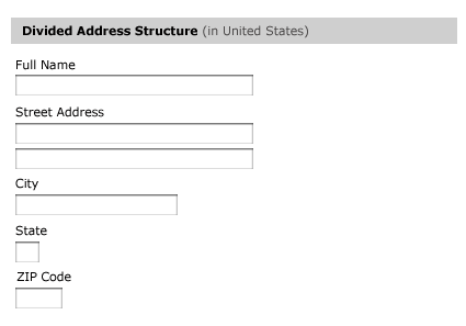 Divided address structure