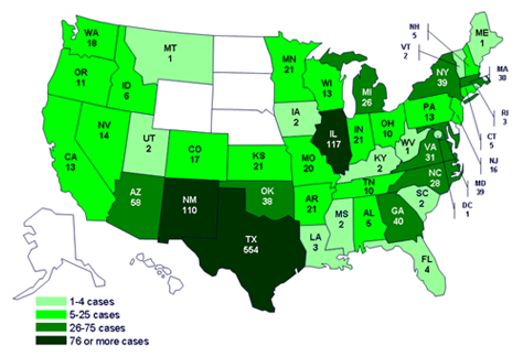 Salmonella outbreak map