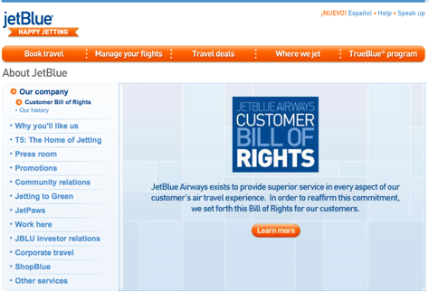 Jet Blue customer rights advocacy