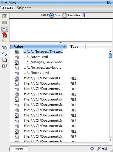 Dreamweaver Files panel