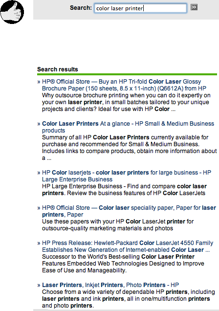 Improved HP.com search results in 2009