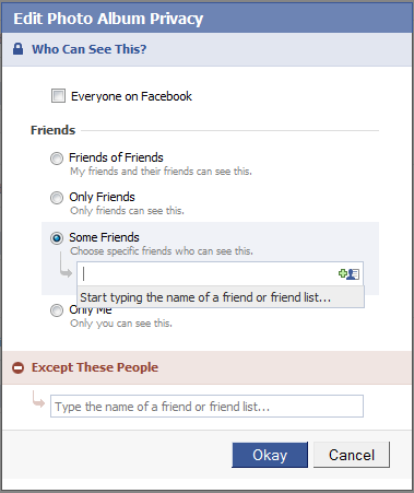 Privacy control on Facebook