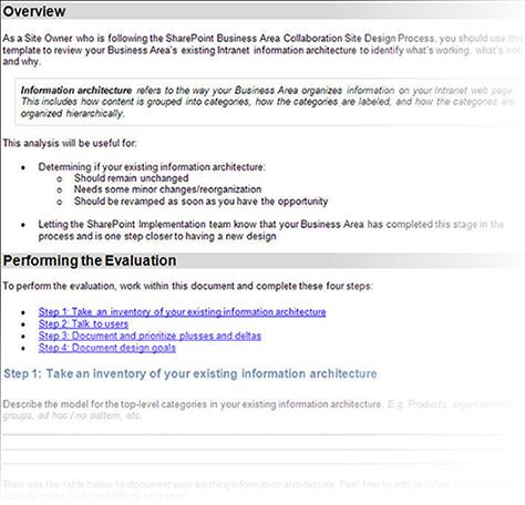 Current Information Architecture Evaluation Template