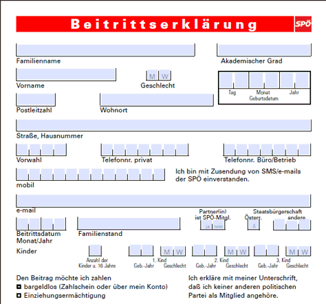 Part of an Austrian paper form