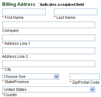 Part of a US ecommerce checkout form