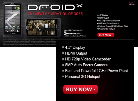 A Droid ad on the Web—just facts about features