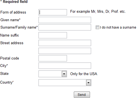 The same, nondynamic Web form, with the main errors fixed