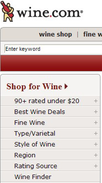 Groupings of wines on Wine.com