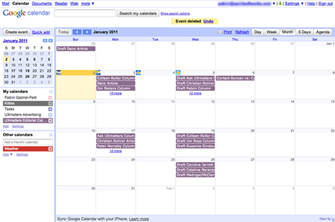 Google Calendar's monthly view