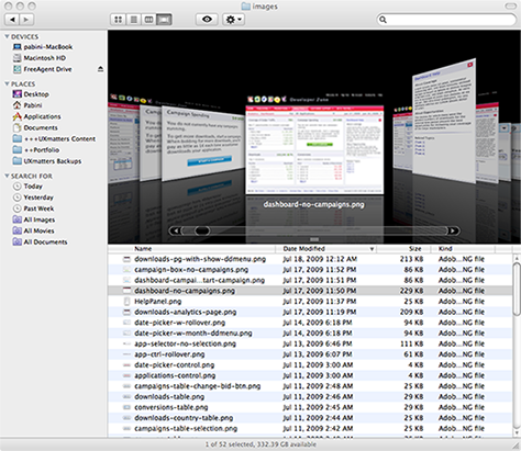 Mac OS X Finder Cover Flow view