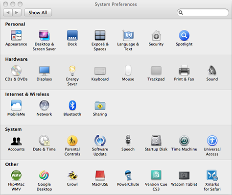 Mac OS X System Preferences