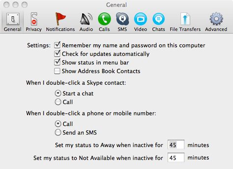 Skype Preferences