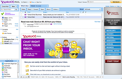 Yahoo! Mail master and detail view