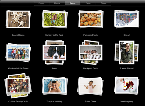 Browsing photos by Events in iPad Photos