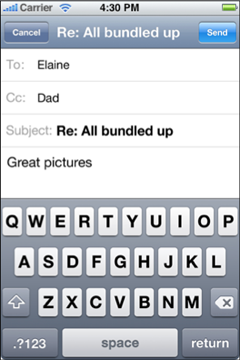 iPhone Mail screen for composing messages