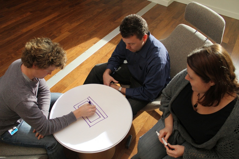 Collaborative design takes place in a lounge area