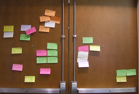 Post-its with principles of agile UX