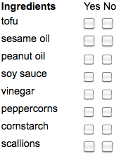 Multiple selection for ingredients