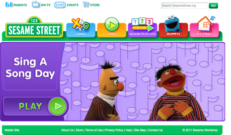 Fonts on Sesame Street Web site