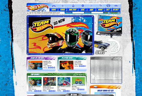 Typographic styling on Mattel’s Hot Wheels Web site