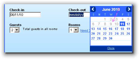 Orbitz.com makes it obvious which dates to select