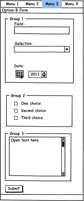 Sample form in the multiple-form solution