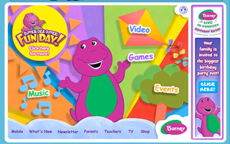 Navigation system for the Barney and Friends Web site