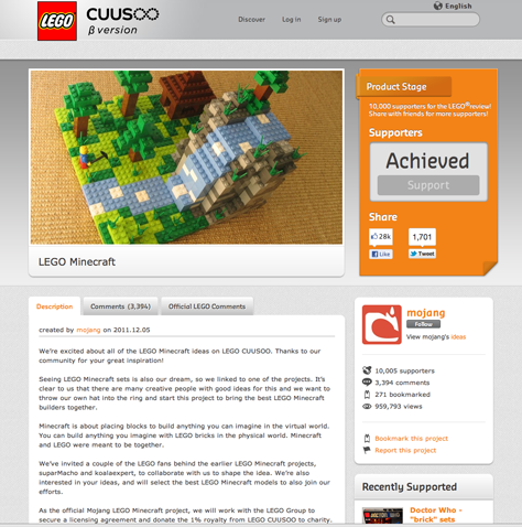 LEGO CUUSOO open innovation platform