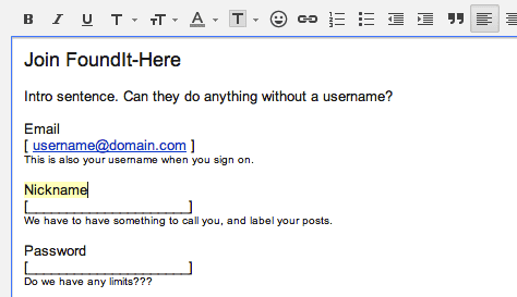 An example of designing a form in an email message