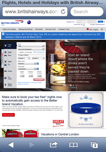 British Airways doesn’t have a mobile-friendly Web site