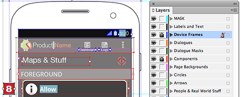 Layers palette for a typical mobile app project