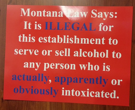 Legally mandated sign for Montana restaurants and bars