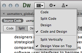 Dreamweaver's Layout menu