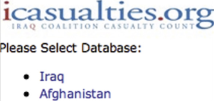 iCasualties.org uses language that is not task focused (“database”) in its instructions
