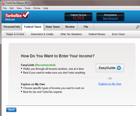 TurboTax has an Easy Guide and an option for expert users