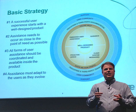 Rob Houser presenting Sage’s basic strategy at UX STRAT